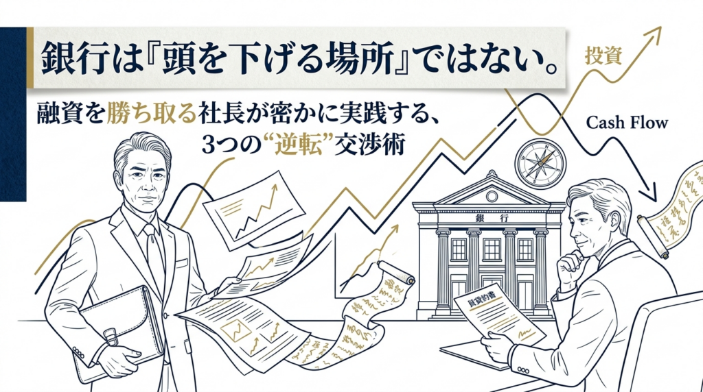 銀行員と対等に渡り合う、自信に満ちた参謀の姿